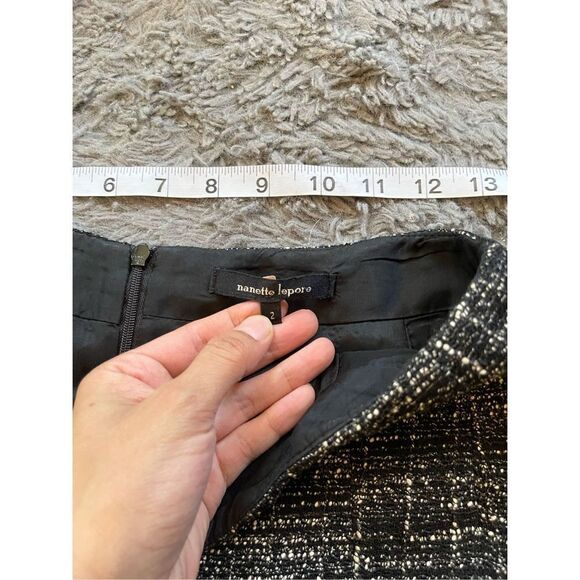 Nanette Lepore tweed linen and cotton knee length skirt size 2 - Picture 7 of 9